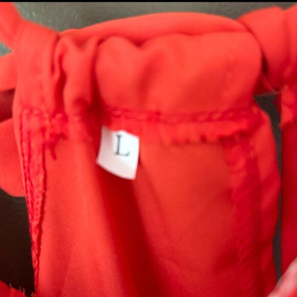 Maxi Dress Women L Orange Ruffle Boho Retro Cottagecore Hyper Feminine whimsy - Picture 9 of 9